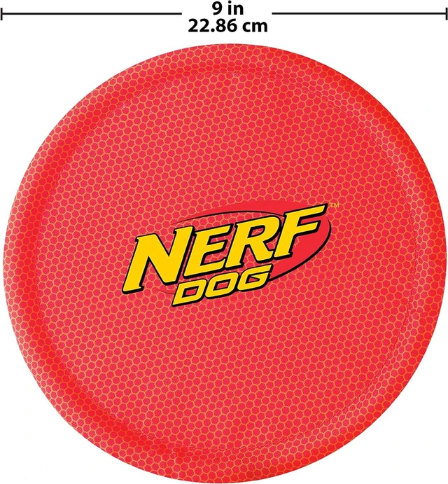 Alt view image 2 of 6 - Nerf Dog Nylon Flyer Dog Toy, Flying Disc, Lightweight, Durable and Water Resistant, Great for Beach and Pool, 9 inch diameter, for Medium/Large Breeds, Single Unit, Red