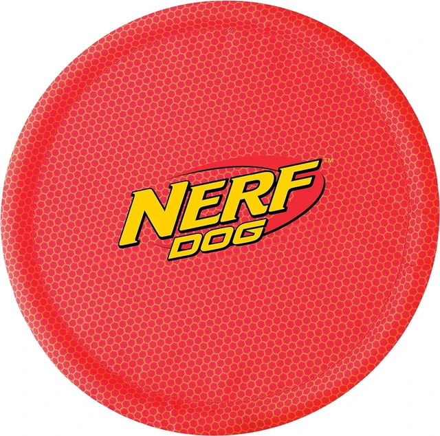 Main image of Nerf Dog Nylon Flyer Dog Toy, Flying Disc, Lightweight, Durable and Water Resistant, Great for Beach and Pool, 9 inch diameter, for Medium/Large Breeds, Single Unit, Red