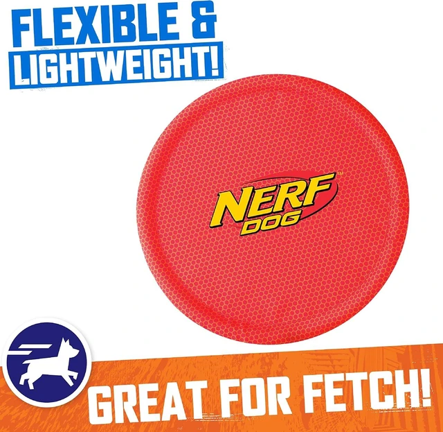 Alt view image 4 of 6 - Nerf Dog Nylon Flyer Dog Toy, Flying Disc, Lightweight, Durable and Water Resistant, Great for Beach and Pool, 9 inch diameter, for Medium/Large Breeds, Single Unit, Red