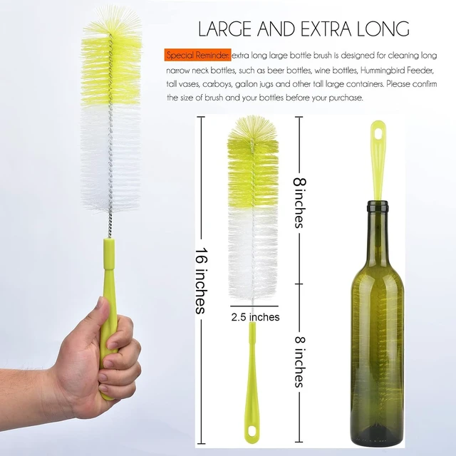 Alt view image 3 of 5 - ALINK 16 inch Long Bottle Brush Cleaner for Washing Wine/Beer/Sport Well/Thermos/Glass, Hummingbird Feeder and Long Narrow Neck Sport Bottles
