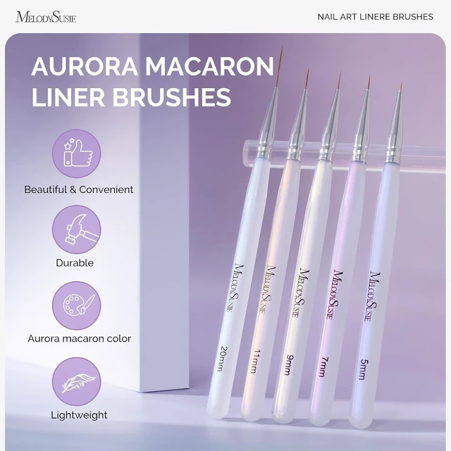 Alt view image 5 of 7 - MelodySusie 5Pcs Nail Art Liner Brushes Sizes 5/7/9/11/20mm
