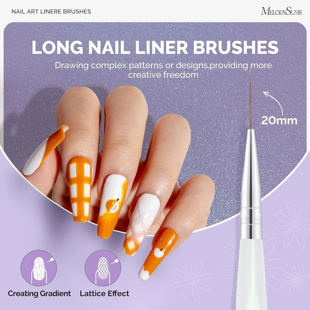 Alt view image 3 of 7 - MelodySusie 5Pcs Nail Art Liner Brushes Sizes 5/7/9/11/20mm