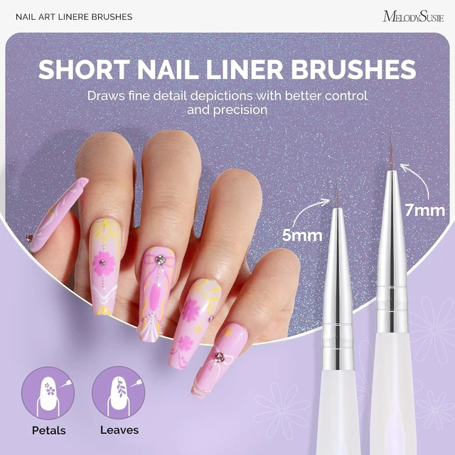 Alt view image 6 of 7 - MelodySusie 5Pcs Nail Art Liner Brushes Sizes 5/7/9/11/20mm