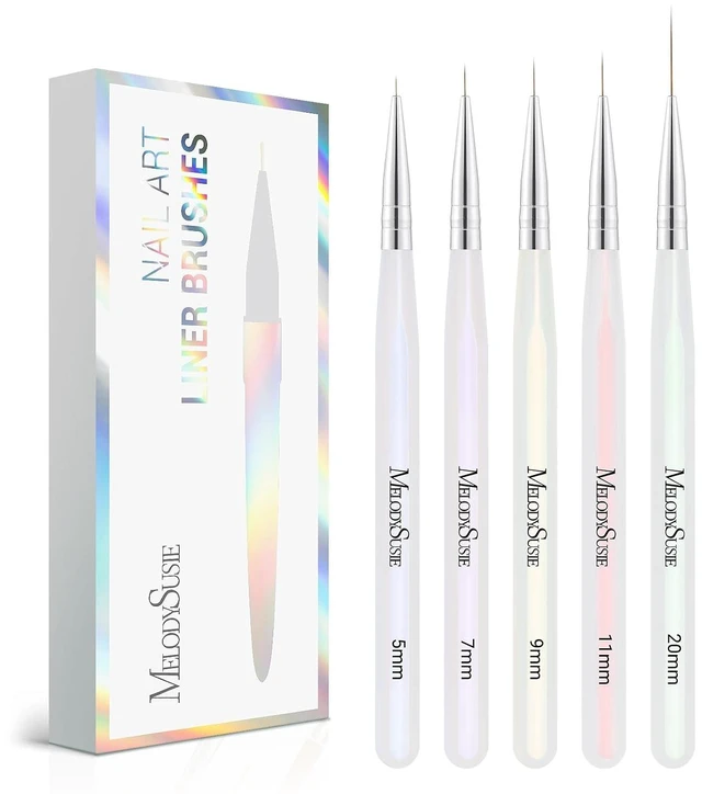 Main image of MelodySusie 5Pcs Nail Art Liner Brushes Sizes 5/7/9/11/20mm