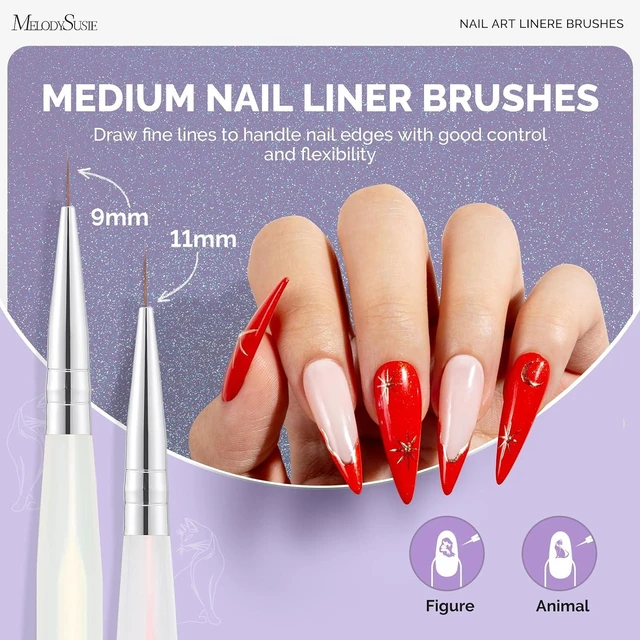 Alt view image 7 of 7 - MelodySusie 5Pcs Nail Art Liner Brushes Sizes 5/7/9/11/20mm