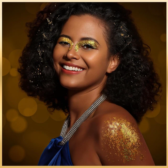 Alt view image 3 of 7 - Teenitor Face Glitter Body Glitter, Gold Body Glitter Gel, Hair Glitter Gel, 6 Shapes Rave Glitter, Festival Makeup Glitters Gel, Chunky Sparkling Glitter Gel for Face, Body, Hair
