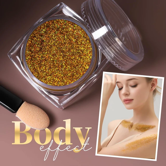 Alt view image 5 of 7 - Teenitor Face Glitter Body Glitter, Gold Body Glitter Gel, Hair Glitter Gel, 6 Shapes Rave Glitter, Festival Makeup Glitters Gel, Chunky Sparkling Glitter Gel for Face, Body, Hair
