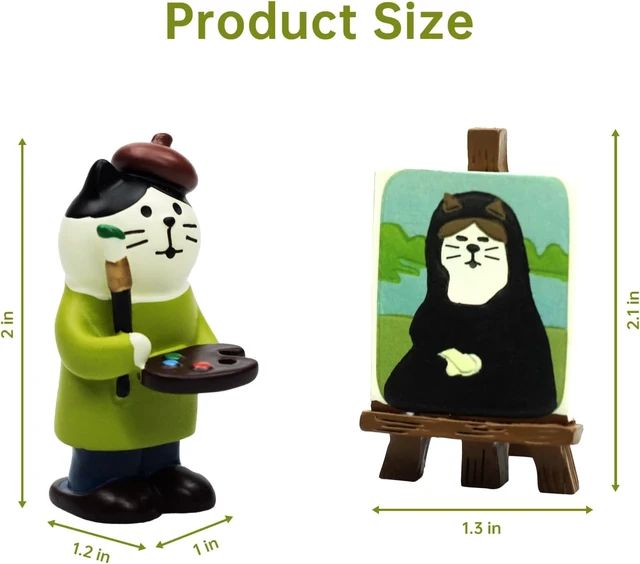 Alt view image 2 of 6 - RAQWI Artist Cat with Painting Easel, Resin Mini Cat Figurine Desk Decor