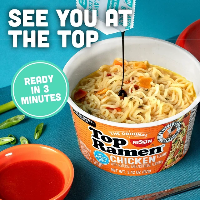 Alt view image 7 of 7 - Nissin Top Ramen Bowl Ramen Noodle Soup, Chicken, 3.42 Ounce (Pack of 6)
