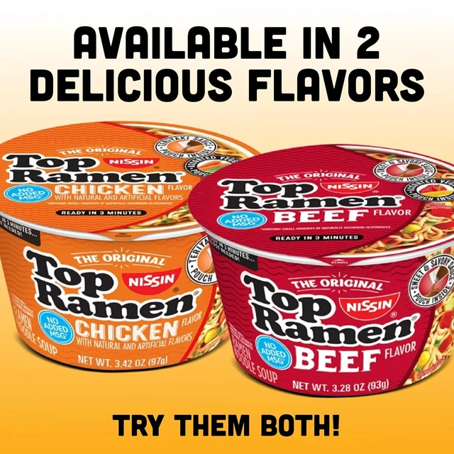 Alt view image 2 of 7 - Nissin Top Ramen Bowl Ramen Noodle Soup, Chicken, 3.42 Ounce (Pack of 6)