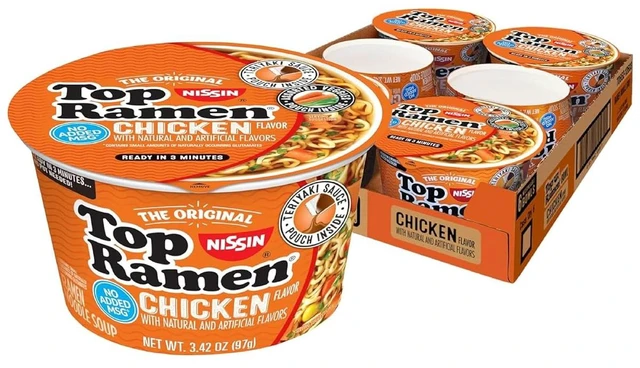Main image of Nissin Top Ramen Bowl Ramen Noodle Soup, Chicken, 3.42 Ounce (Pack of 6)