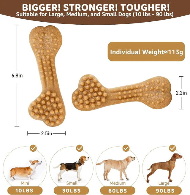 Alt view image 3 of 6 - Durable Dog Chew Toy for Aggressive Chewers, Tough Dental Toy for Teeth Cleaning, Boredom & Anxiety Relief, Long-Lasting Toy for All Dog Sizes & Teething Puppies, Keep Them Busy