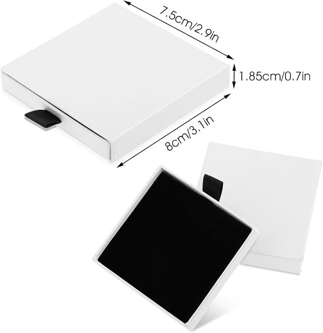 Alt view image 2 of 6 - Yolev 2 Pack Jewelry Gift Boxes Cardboard Jewelry Boxes, 2.9x3.1x0.7Inch Small Gift Boxes for Bracelets Earrings Necklaces Jewelry Gift (White)