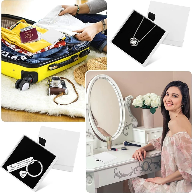 Alt view image 4 of 6 - Yolev 2 Pack Jewelry Gift Boxes Cardboard Jewelry Boxes, 2.9x3.1x0.7Inch Small Gift Boxes for Bracelets Earrings Necklaces Jewelry Gift (White)