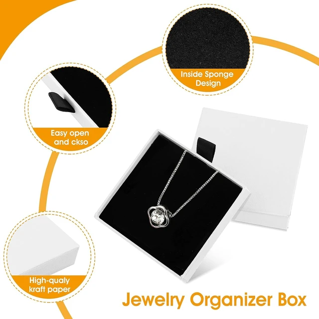 Alt view image 5 of 6 - Yolev 2 Pack Jewelry Gift Boxes Cardboard Jewelry Boxes, 2.9x3.1x0.7Inch Small Gift Boxes for Bracelets Earrings Necklaces Jewelry Gift (White)
