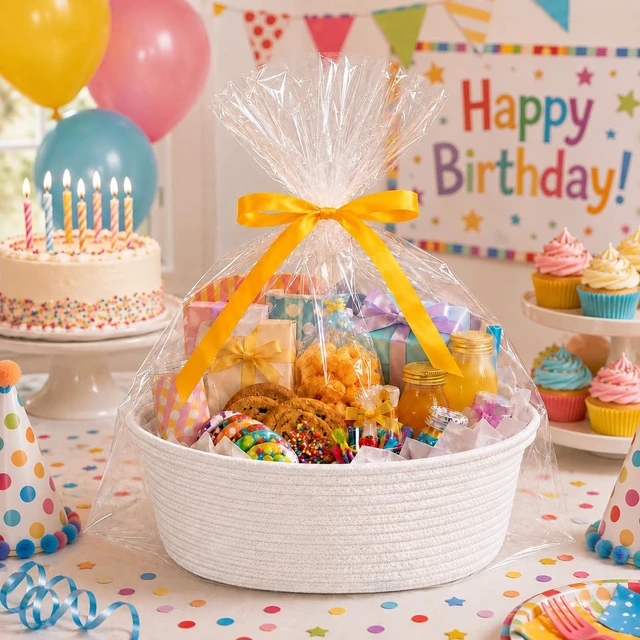 Alt view image 4 of 7 - Empty Gift Basket with Gift Bag & Ribbon, Woven Rope Basket, 12x8x5 inch