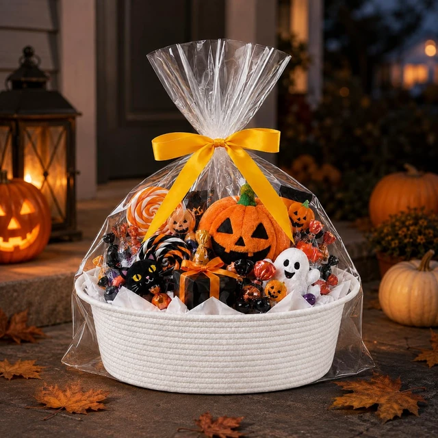 Alt view image 5 of 7 - Empty Gift Basket with Gift Bag & Ribbon, Woven Rope Basket, 12x8x5 inch