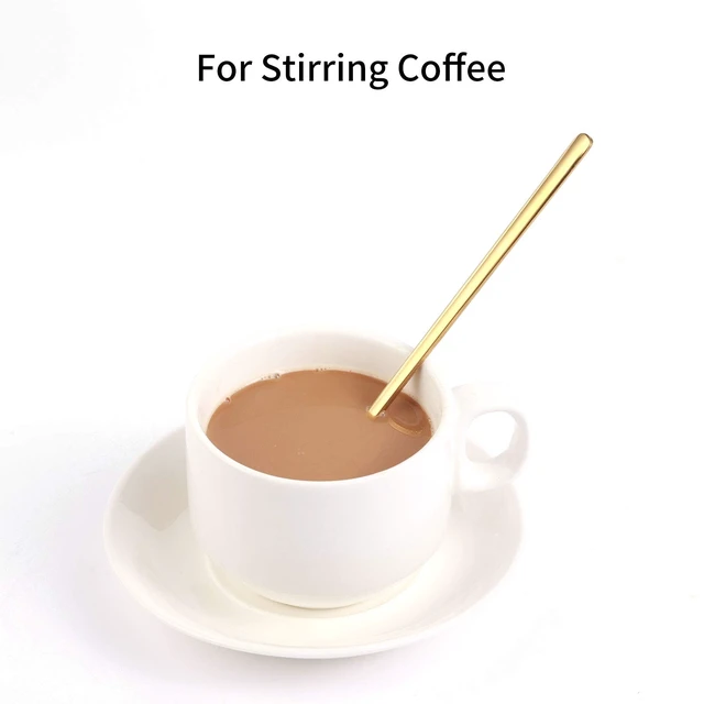 Alt view image 3 of 6 - 4 PCS 6.7 Inches Coffee Spoons, Stirring Spoons, Tea Spoons Long Handle, Teaspoons, Gold Spoons, Ice Tea Spoons, Long Spoons for Stirring, Espresso Spoons Stainless Steel