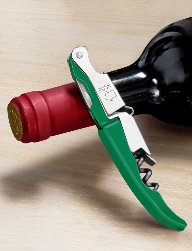 Alt view image 7 of 7 - CORKAS Wine Key - Professional Handcrafted Heavy Duty Waiter Corkscrew, Compact Wine Opener with Double Hinged, Foil Cutter and Bottle Opener, Gifts for Servers, Sommelier, Bartenders - Dark Green