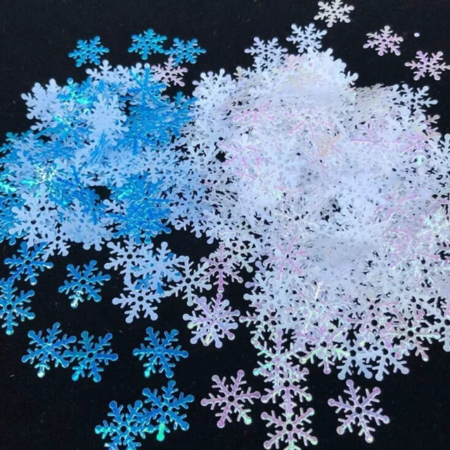 Main image of 1200pcs Blue White Snowflake Confetti, Iridescent Winter Wonderland Decor