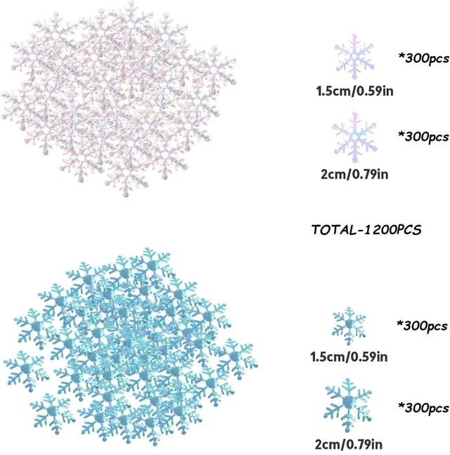 Alt view image 3 of 7 - 1200pcs Blue White Snowflake Confetti, Iridescent Winter Wonderland Decor