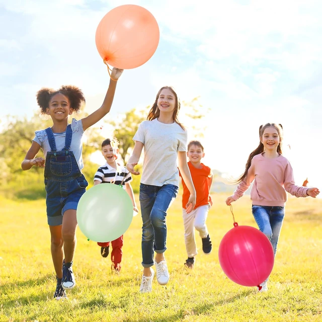 Alt view image 4 of 7 - RUBFAC Punch Balloons, Birthday Balloons Party Favors For Kids, 36Pcs Thickened Heavy Duty Neon Punching Bouncy Ball for Party Goodie Bag Stuffers Exciting Outdoor Play Supply