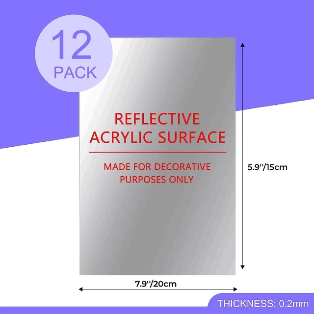 Alt view image 6 of 6 - 12PCS 8''x6'' Self Adhesive Acrylic Mirror Tiles Non Glass Mirror Paper