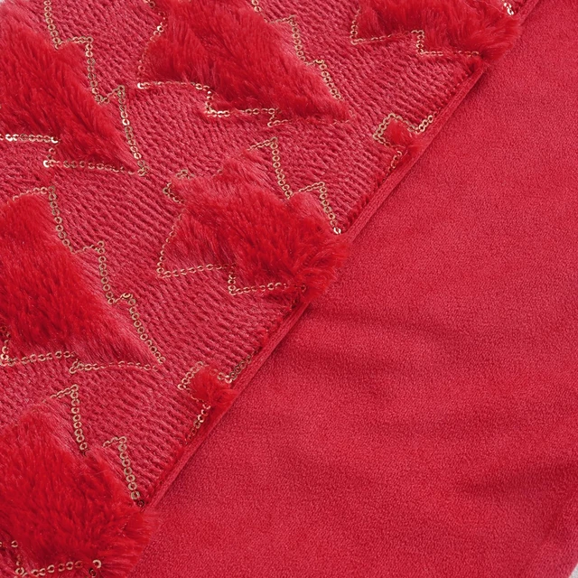 Alt view image 3 of 6 - Volcanics Red Christmas Tree Decorative Throw Pillow Covers 18x18 Inch Set of 2, Soft Plush Faux Fur with Sparkling Sequin Design, Luxury Throw Pillowcases for Couch Holiday Festivals