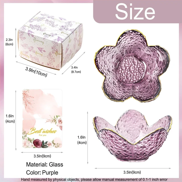 Alt view image 4 of 7 - Purple Flower Jewelry Dish Glass Ring Holder Dish Jewelry Tray Cute Vanity Organizer Aesthetic Nightstand Bathroom Room Decor Trinket Dish Mothers Day Friendship Christmas Birthday Gifts for Women