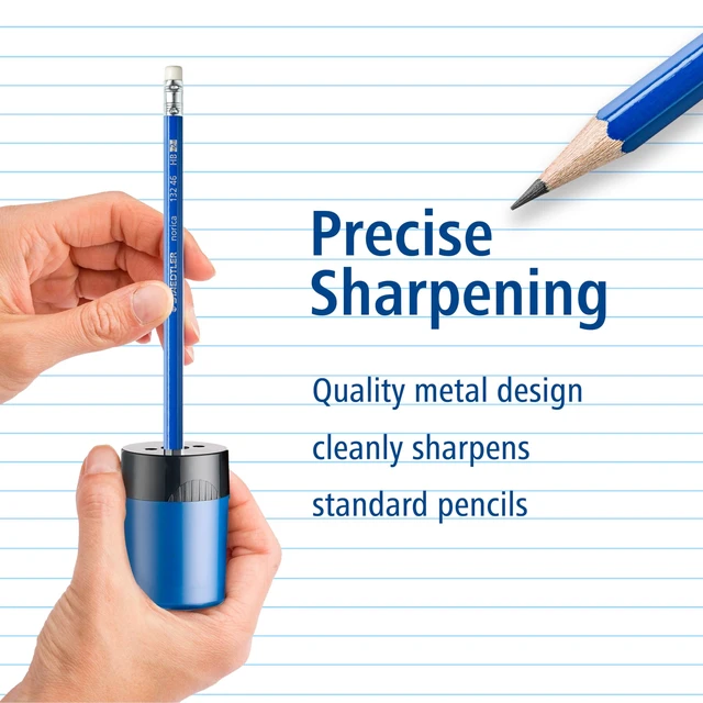 Alt view image 2 of 6 - STAEDTLER Pencil Sharpener (1 Pack) with Screw Lid and Tub - No Spill Compact Design for Standard and Colored Pencils, Metal Blade, Assorted Colors