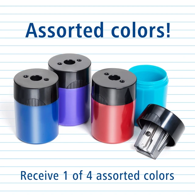 Alt view image 3 of 6 - STAEDTLER Pencil Sharpener (1 Pack) with Screw Lid and Tub - No Spill Compact Design for Standard and Colored Pencils, Metal Blade, Assorted Colors