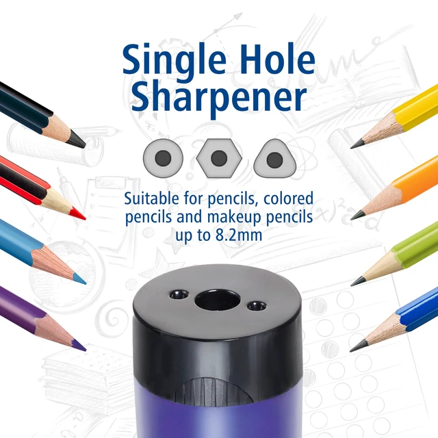 Alt view image 5 of 6 - STAEDTLER Pencil Sharpener (1 Pack) with Screw Lid and Tub - No Spill Compact Design for Standard and Colored Pencils, Metal Blade, Assorted Colors