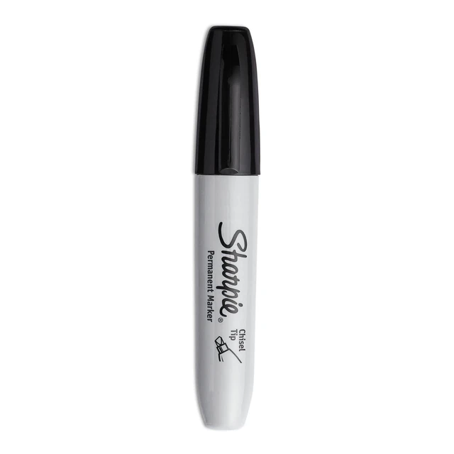 Alt view image 4 of 7 - Sharpie Permanent Markers, Large, Chisel Tip, Black, 4 Count - Marks on Paper, Plastic, Metal, and More