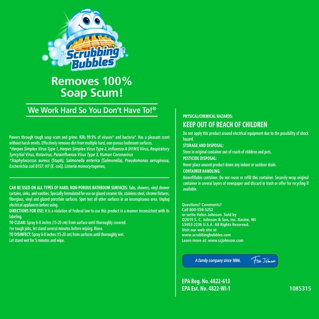 Alt view image 7 of 7 - Scrubbing Bubble Bathroom Grime Fighter, Floral Fusion Scent, 32 oz Spray Bottle