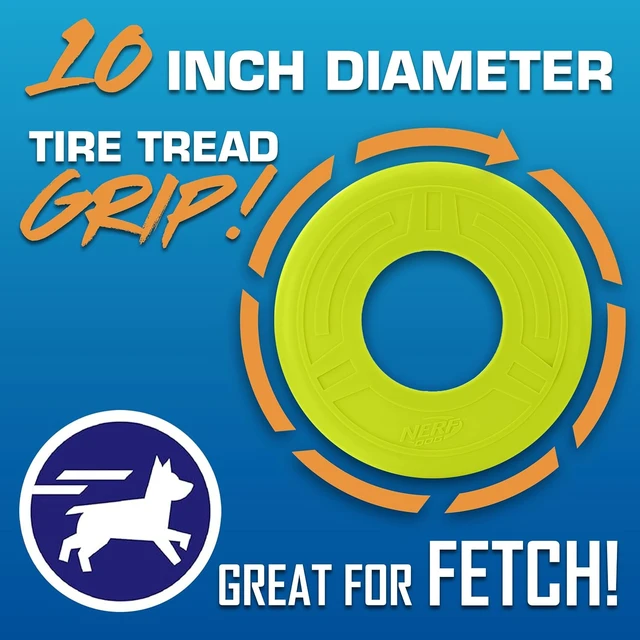 Alt view image 2 of 6 - Nerf Dog Atomic Flyer Outdoor Dog Toy, 10 Inch Flying Disc Dog Fetch Toy, Rubber Dog Toy for Medium Dogs and Large Dogs, Green
