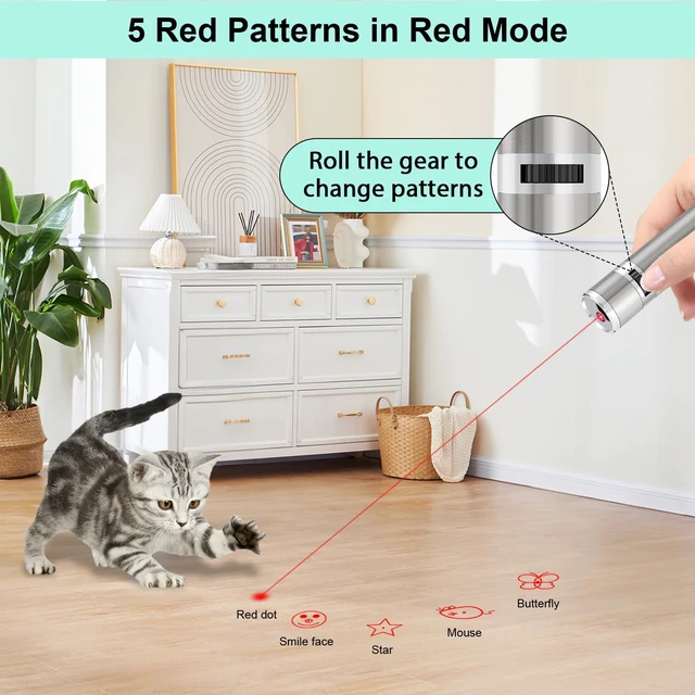 Alt view image 6 of 7 - TBTeek Cat Toys, Rechargeable, 3 Light Modes & 5 Fun Patterns
