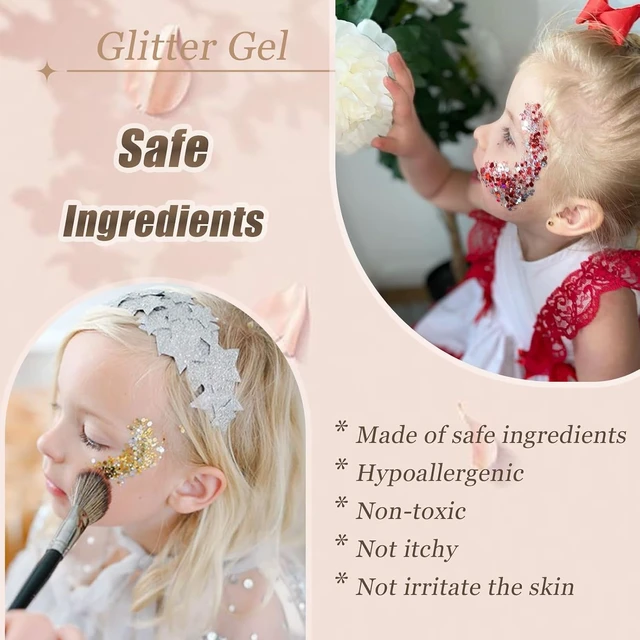 Alt view image 4 of 7 - Face Body Glitter, Hair Glitter Sparkles Chunky Face Glitter Gel for Girls Makeup Singer Concerts Mermaid Festival Sequins Face Paint (White+Silver+Pink+Gold+Blue)