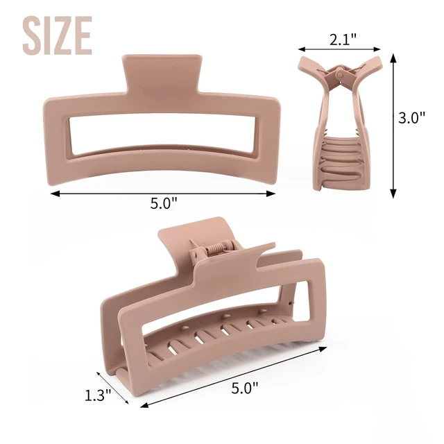 Alt view image 7 of 7 - ZYTJ 5 Inche Extra Large Claw Clips for Thick Hair and Long Hair, 4 Pack Xl Jumbo Claw clips, Oversized Matte Non-slip Rectangle Hair Clips for Women, Big Strong Hold Jaw Clip,Neutral Color