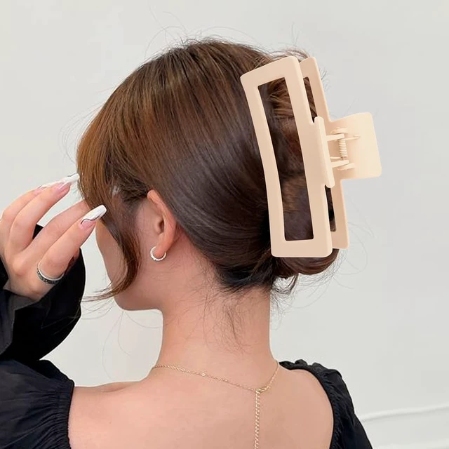 Alt view image 4 of 7 - ZYTJ 5 Inche Extra Large Claw Clips for Thick Hair and Long Hair, 4 Pack Xl Jumbo Claw clips, Oversized Matte Non-slip Rectangle Hair Clips for Women, Big Strong Hold Jaw Clip,Neutral Color