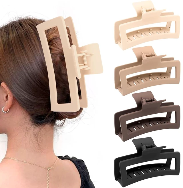 Main image of ZYTJ 5 Inche Extra Large Claw Clips for Thick Hair and Long Hair, 4 Pack Xl Jumbo Claw clips, Oversized Matte Non-slip Rectangle Hair Clips for Women, Big Strong Hold Jaw Clip,Neutral Color