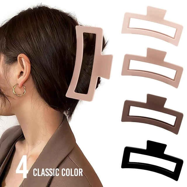 Alt view image 3 of 7 - ZYTJ 5 Inche Extra Large Claw Clips for Thick Hair and Long Hair, 4 Pack Xl Jumbo Claw clips, Oversized Matte Non-slip Rectangle Hair Clips for Women, Big Strong Hold Jaw Clip,Neutral Color