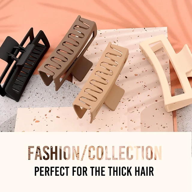 Alt view image 2 of 7 - ZYTJ 5 Inche Extra Large Claw Clips for Thick Hair and Long Hair, 4 Pack Xl Jumbo Claw clips, Oversized Matte Non-slip Rectangle Hair Clips for Women, Big Strong Hold Jaw Clip,Neutral Color