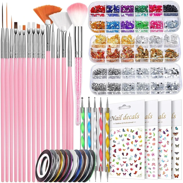 Main image of Teenitor Nail Art Brushes Set, Nail Art Tools, Nail Art Kit, Nail Art Supplies, Nail Rhinestones, Nail Accessories For Nail Art