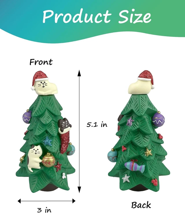 Alt view image 2 of 6 - Refintural 5.1 Inch Resin Christmas Cat Tree - Perfect for Office, Home or Gift - Adorable Mini Christmas Tree with Cute Cat Kitten Figurines Cute Christmas Decoration for Cat Lovers