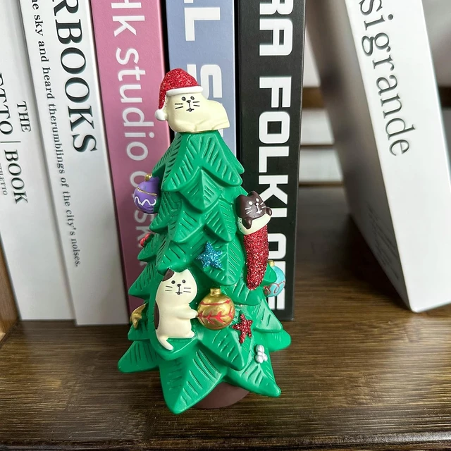 Alt view image 6 of 6 - Refintural 5.1 Inch Resin Christmas Cat Tree - Perfect for Office, Home or Gift - Adorable Mini Christmas Tree with Cute Cat Kitten Figurines Cute Christmas Decoration for Cat Lovers