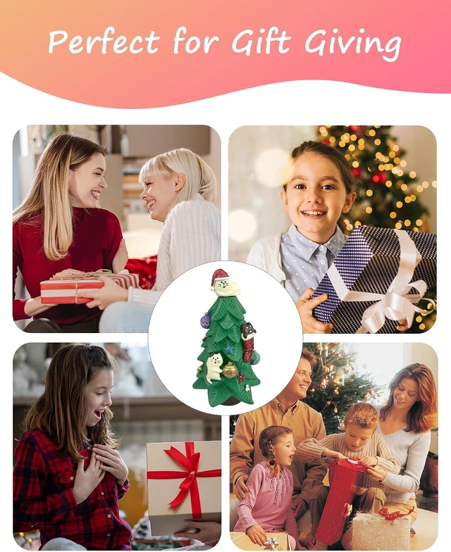 Alt view image 4 of 6 - Refintural 5.1 Inch Resin Christmas Cat Tree - Perfect for Office, Home or Gift - Adorable Mini Christmas Tree with Cute Cat Kitten Figurines Cute Christmas Decoration for Cat Lovers
