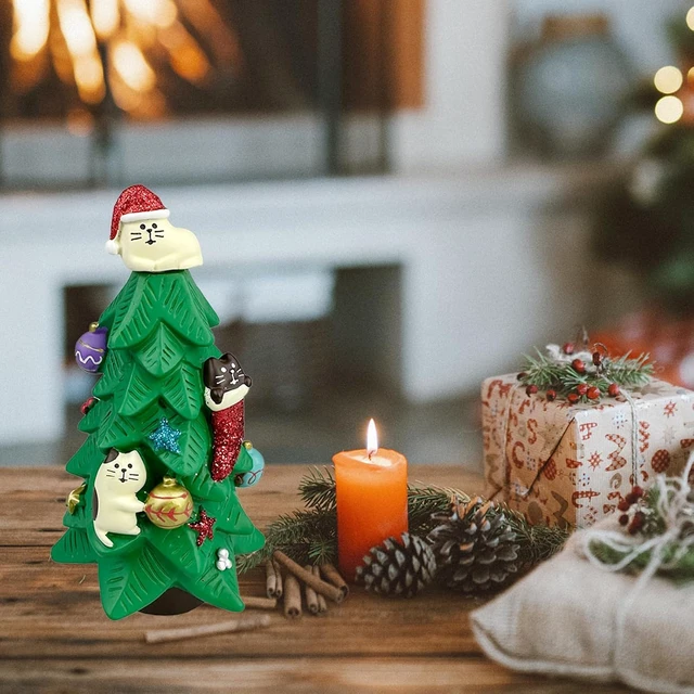 Alt view image 5 of 6 - Refintural 5.1 Inch Resin Christmas Cat Tree - Perfect for Office, Home or Gift - Adorable Mini Christmas Tree with Cute Cat Kitten Figurines Cute Christmas Decoration for Cat Lovers