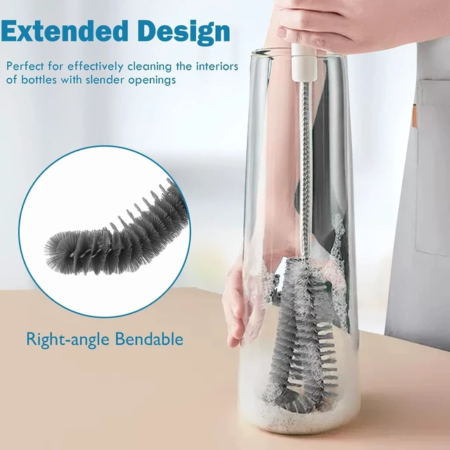 Alt view image 4 of 6 - 16 inches Long Handle Black Bottle Cleaning Brushes - Perfect for Baby Bottles, Sports Bottles, Glassware, Mugs, Jars, and Stemware (1-pc)