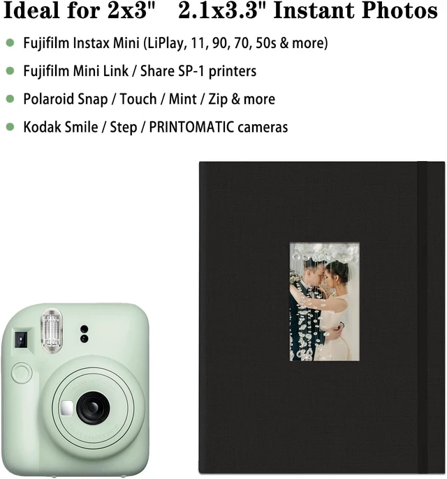 Alt view image 4 of 7 - Fujifilm Photo Album, Mini Instant Film Photo Album, 208 Photos Pictures Book 2x3 Inch, Linen Hardcover Polaroid Book for Polaroid Instant Camera, Travel Family Anniversary Baby Vacations Black 1 Pack