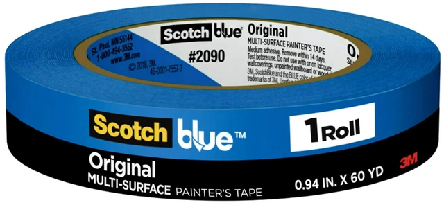Main image of ScotchBlue Original Multi-Surface Painters Tape, 1 Inch Wide (0.94 in. x 60 Yds), 1 Roll, Blue Paint Tape Protects Surfaces and Removes Easily, Masking Tapes for Indoor and Outdoor Use (2090-24NC)